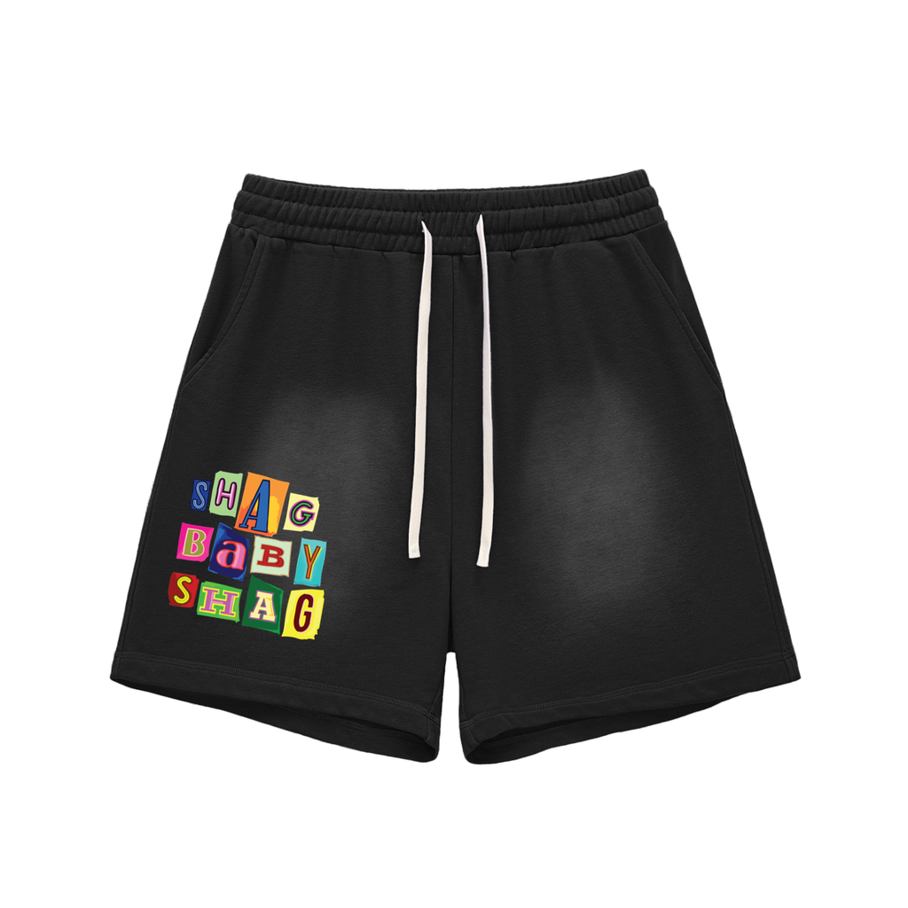 Sun Fade Raw Edge Cotton Shorts