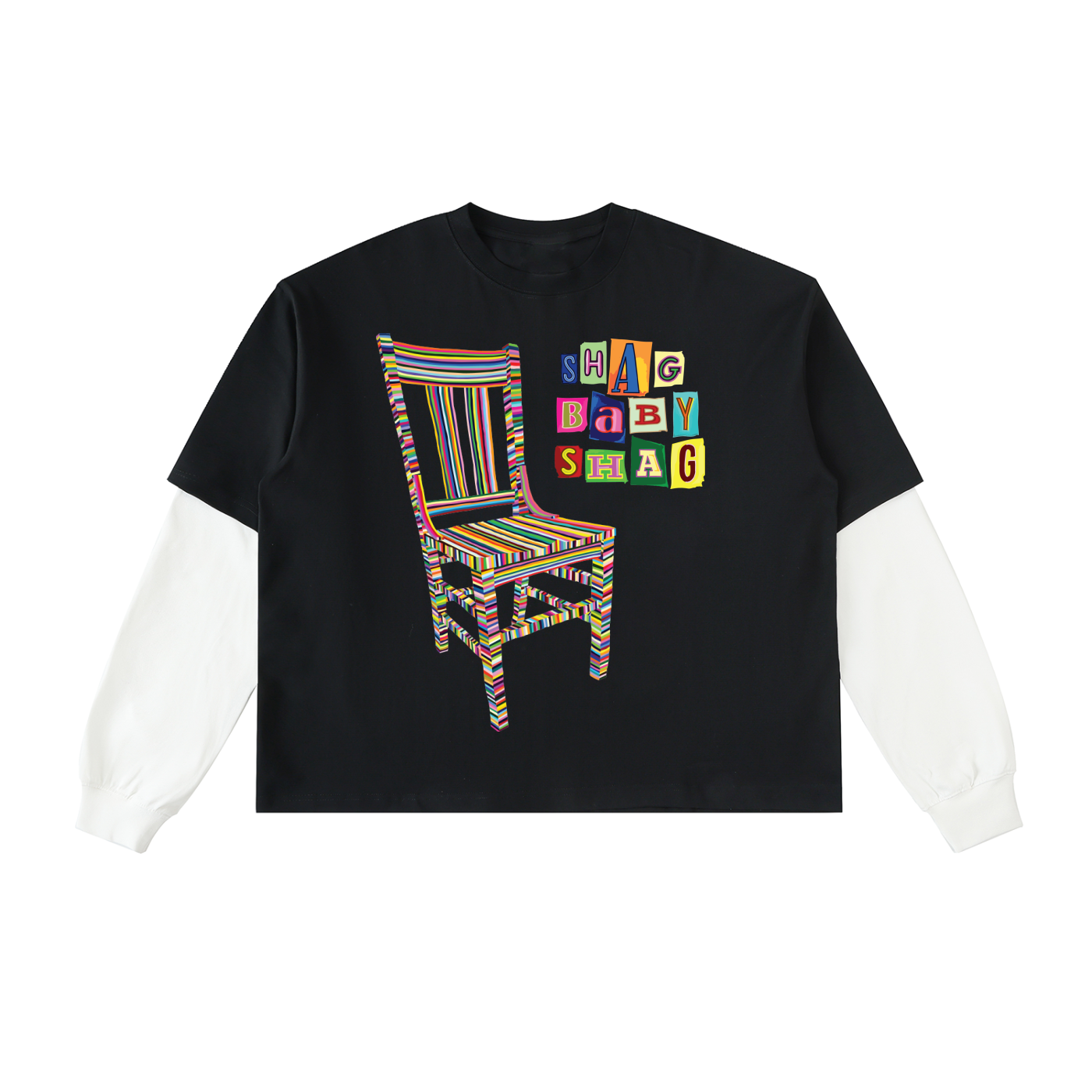 Layered Contrast Sleeve Cotton T-Shirt