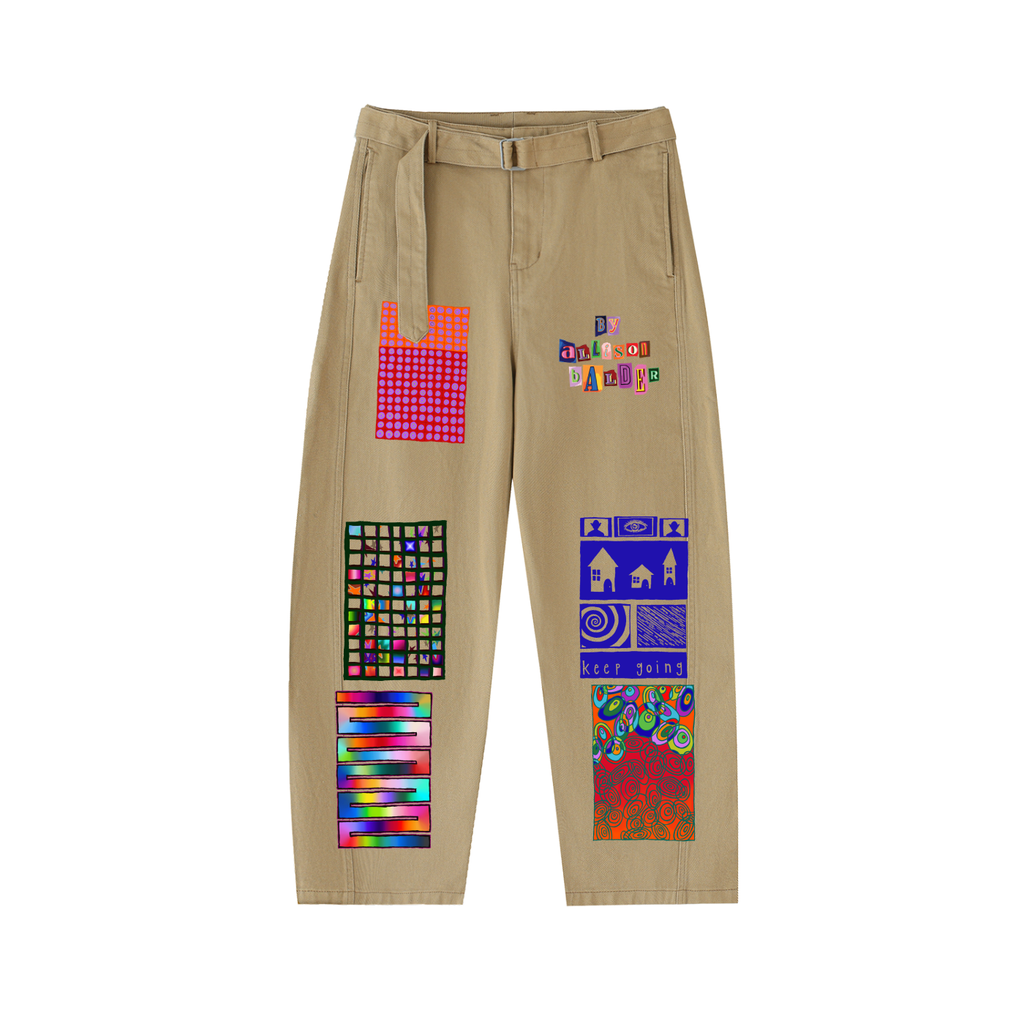 Belted Barrel-leg Chino Pants