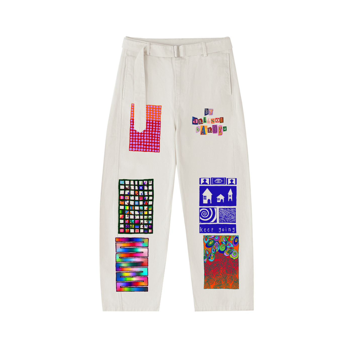 Belted Barrel-leg Chino Pants